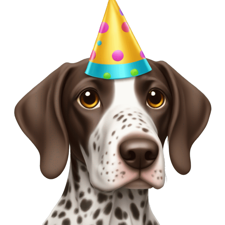 German shorthair with party hat emoji