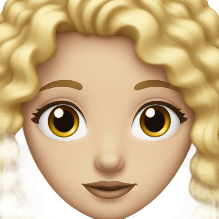 white girl with blue eyes and blonde curly hair with long eyelashes and big lips emoji