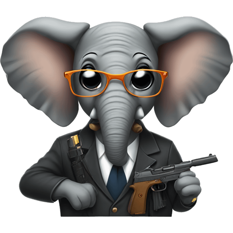 elephant in glasses with guns emoji