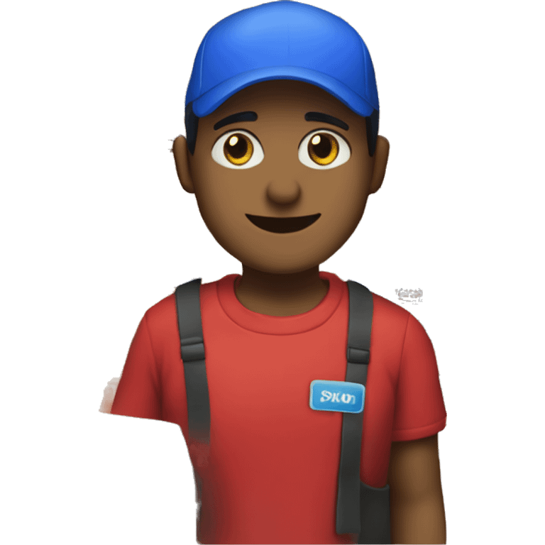 Cooperativa Obrera supermarket cashier with a red shirt and a blue cap emoji