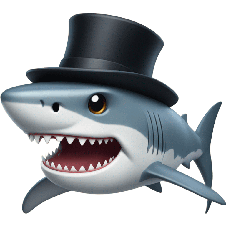 Shark with a top hat emoji