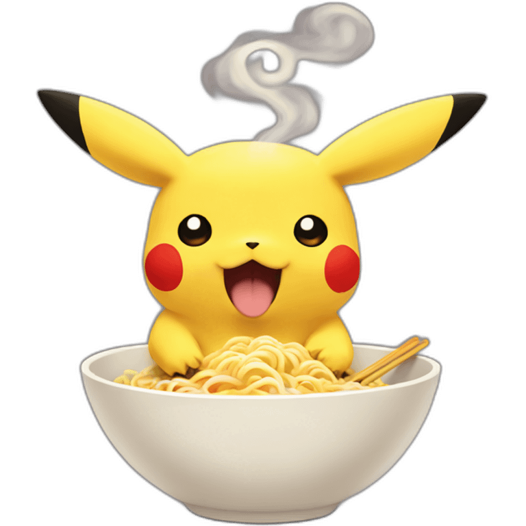 pikachu eating ramen emoji