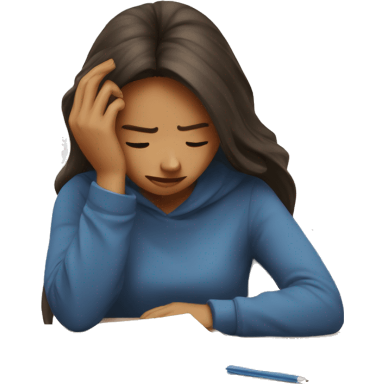 a girl stressed during exam emoji