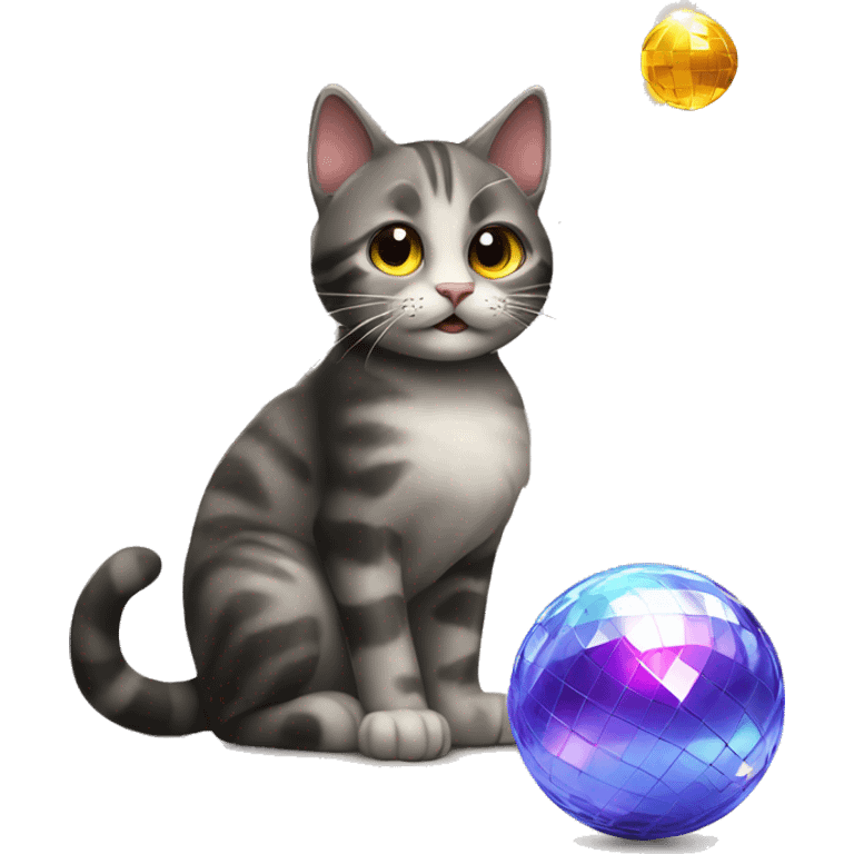 cat playing with disco ball emoji