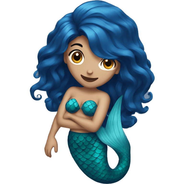 Mermaid with dark blue hair emoji