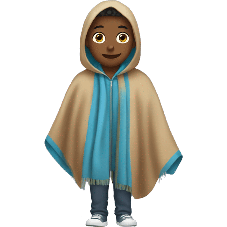 Middle school student wearing blanket emoji