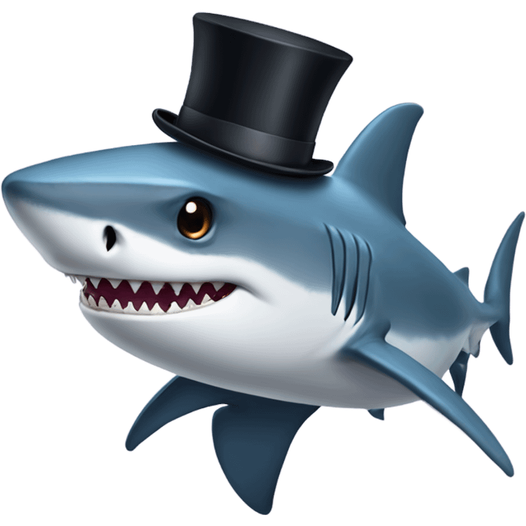 Shark with a top hat emoji