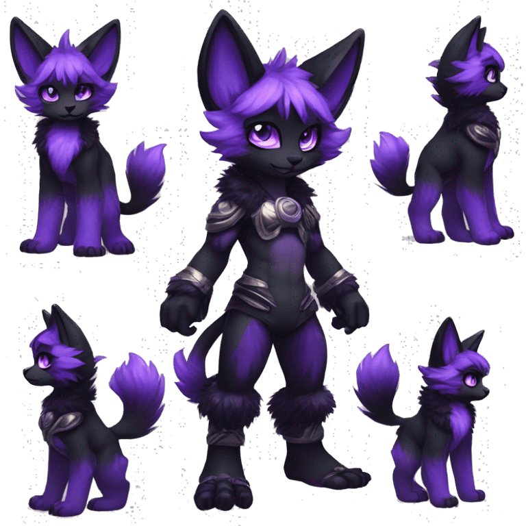 Anthro-Edgy-Cool-Black-Purple-Contrast-Colors-Fantasy-Fur-Sona-Chibi-Shiny-Fakémon-Hybrid full body emoji