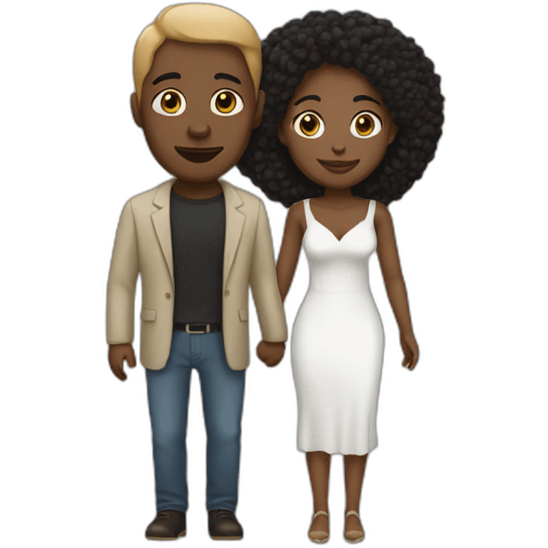 Black woman and white man lovers emoji