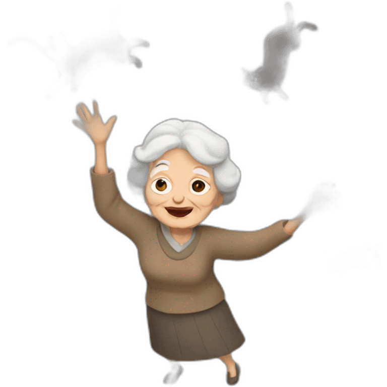 old lady throwing cats emoji