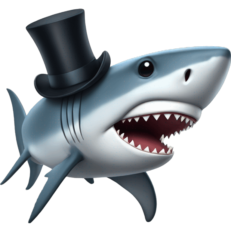 Shark with a top hat emoji