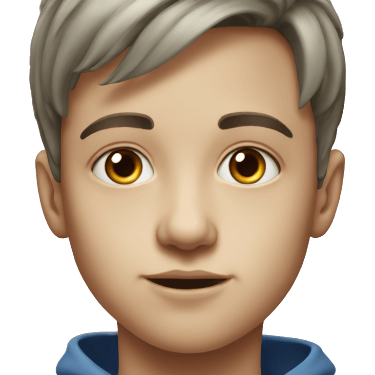 realistic portrait of a boy gray eyes  emoji