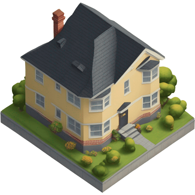 isometric 1930's bay windowed house emoji