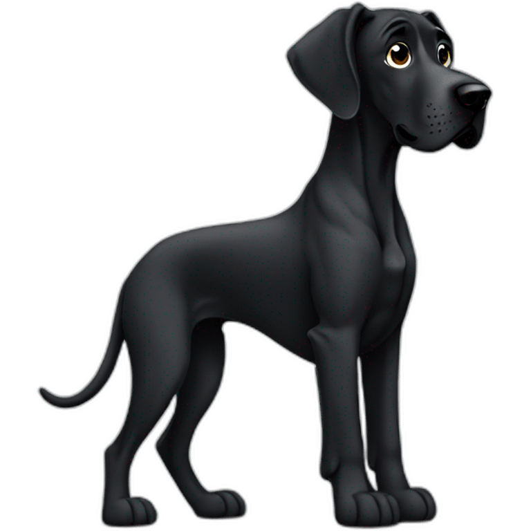 Black Great Dane dog, sitting emoji