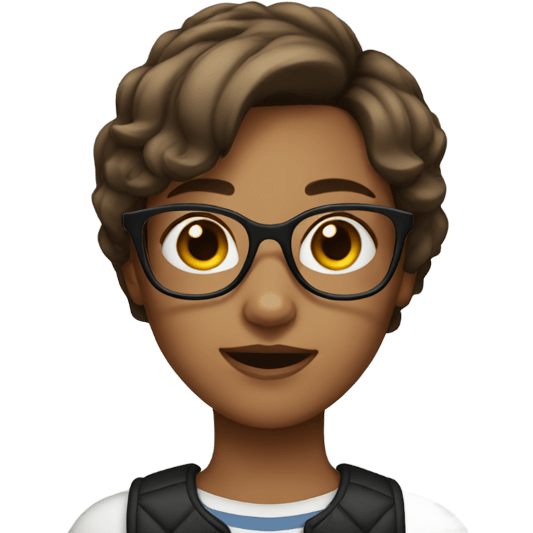 girl with short brown hair and glasses  emoji