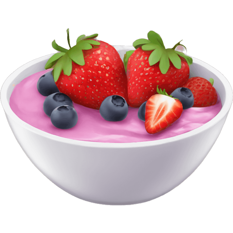 fruit yogurt bowl with strawberries and grapes emoji