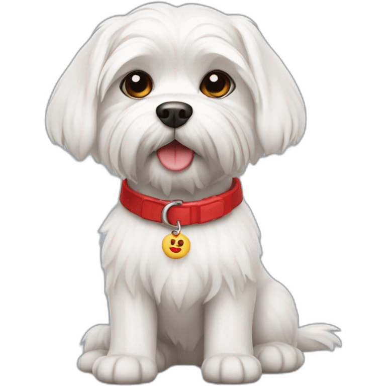 Maltese dog with red collar emoji