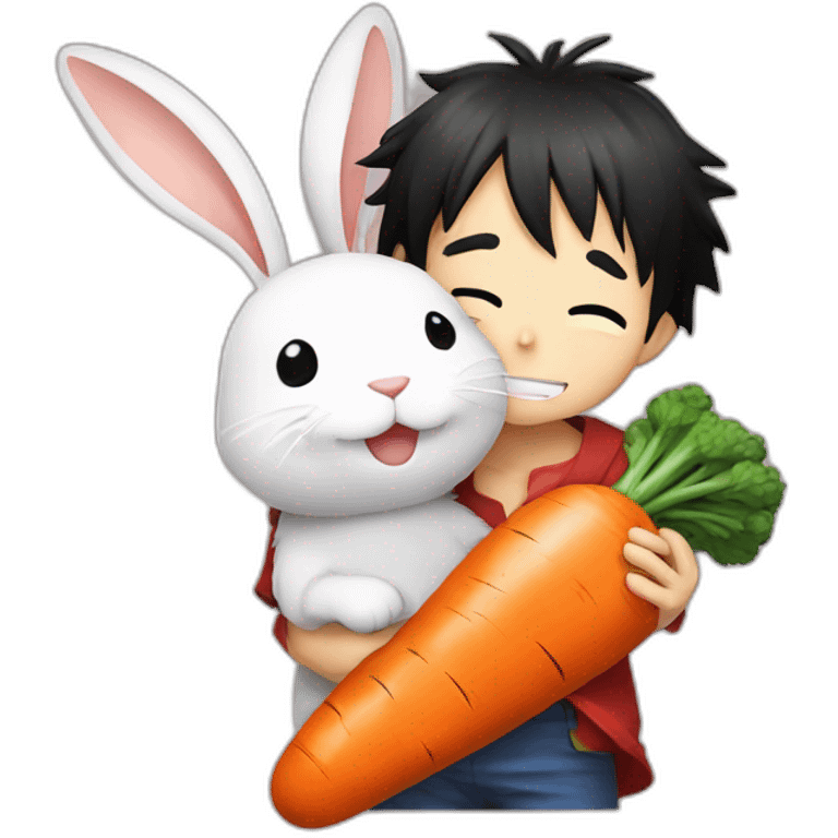 Luffy hug Carrot Rabbit emoji