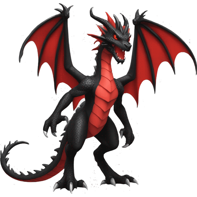 cool edgy black and red dragon Pokémon full body emoji