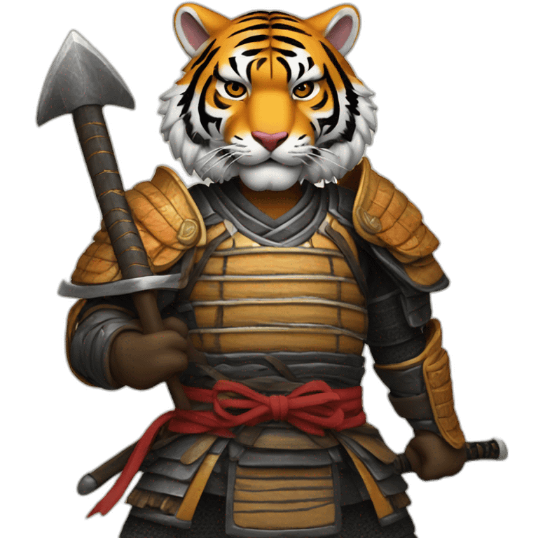 Tiger samurai holding axe emoji