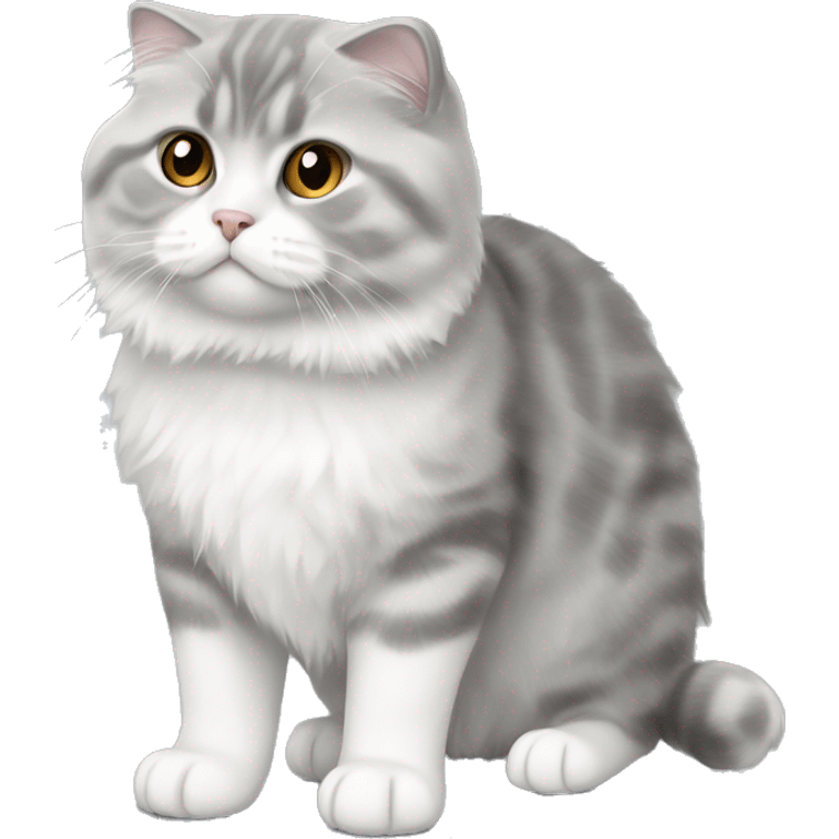 Scottish Fold White and grey cat with long fluff emoji