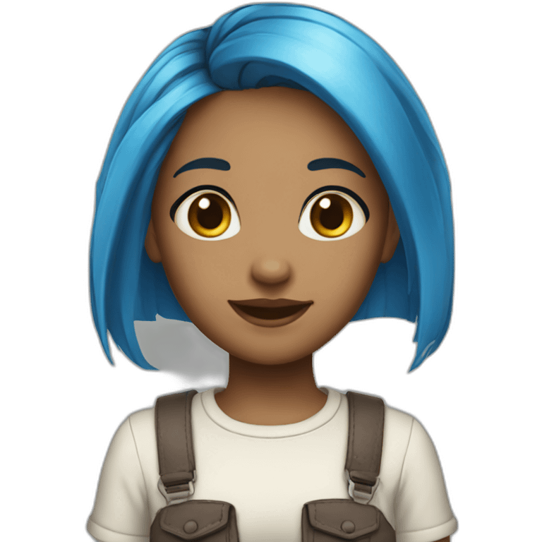 Andella girl blue hair smooth emoji