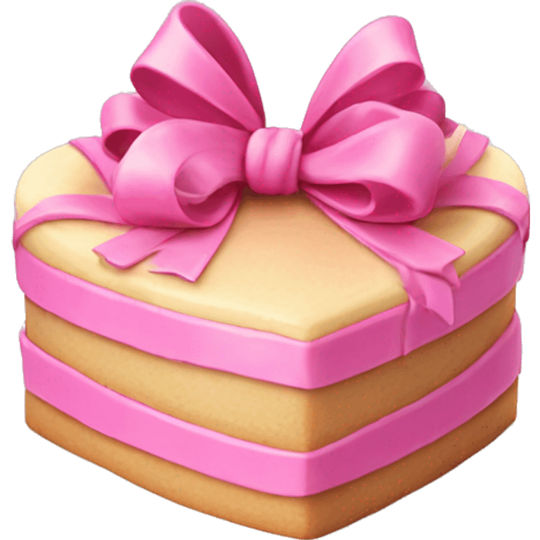 Heart shaped birthday cake with a huge pink bow emoji