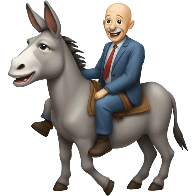 a laughing donkey with an old bald man sitting on it emoji