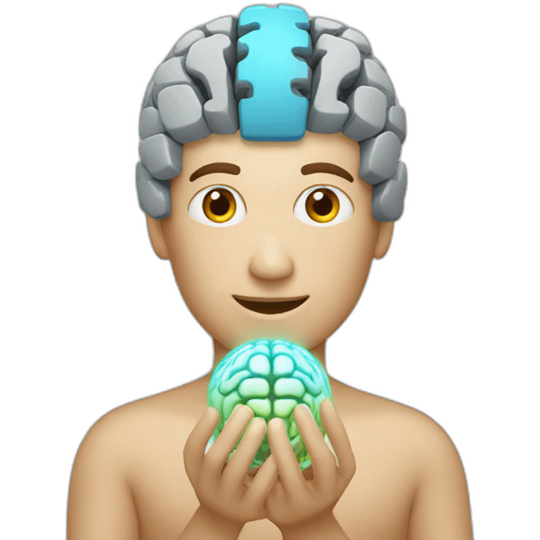 human holding an electric brain emoji