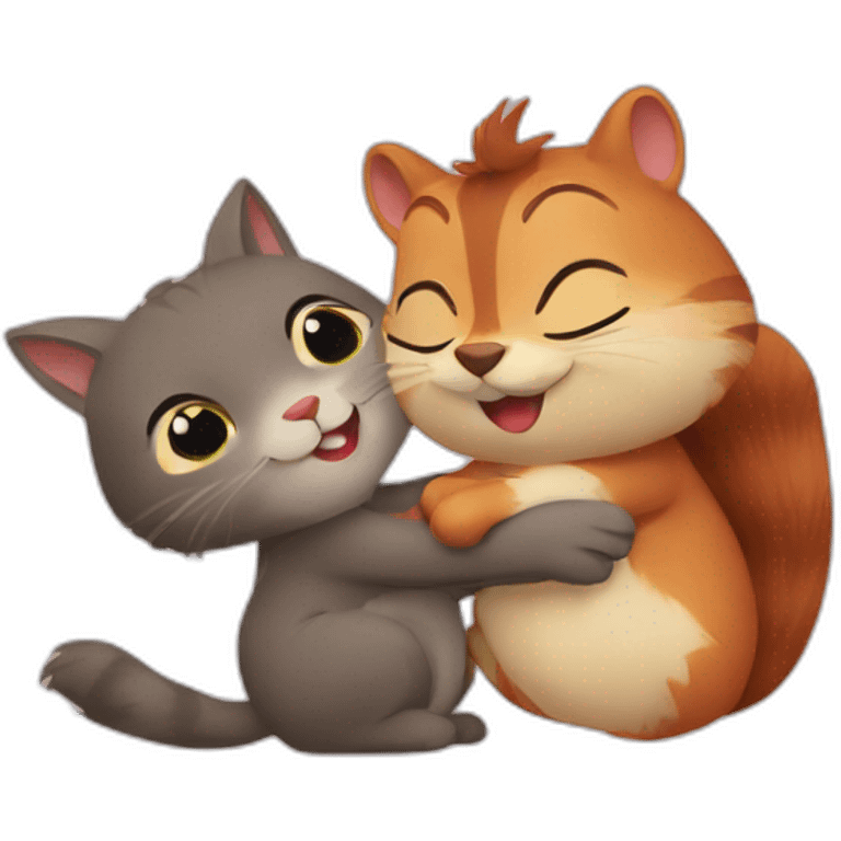 cat and squirrel hug emoji