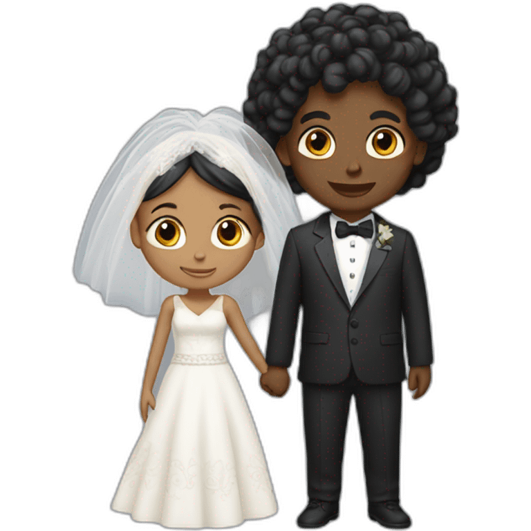 A black boy with hair marrying a white Indian girl  emoji