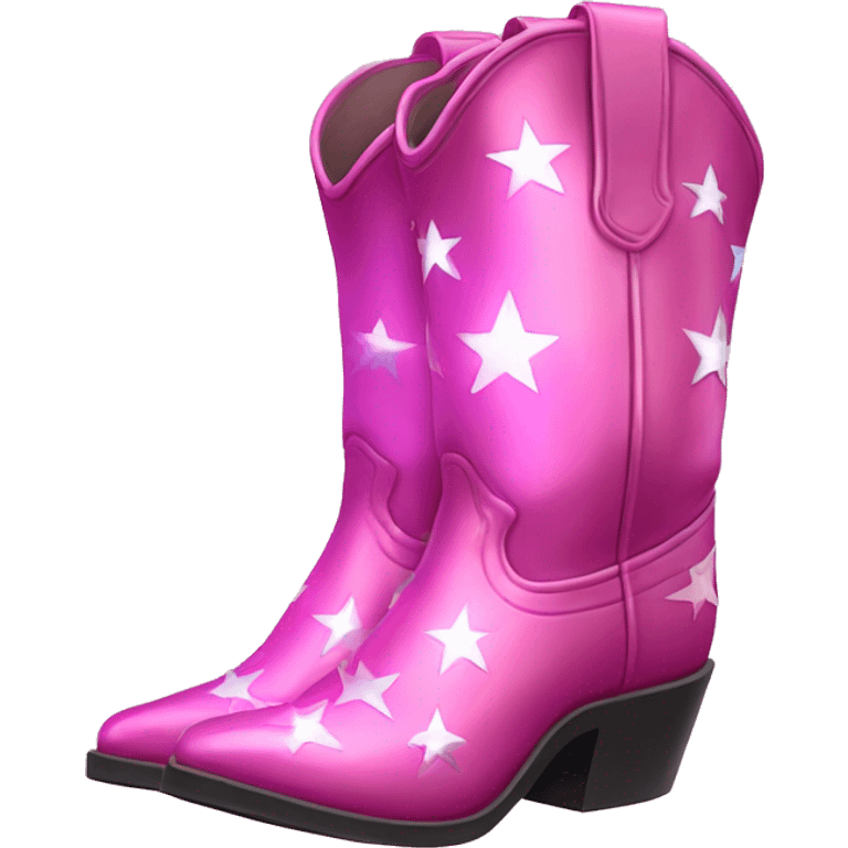 Iridescent pink cowboy boots with stars emoji