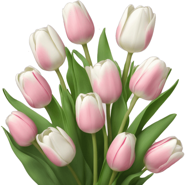 Bouquet of light pink and white tulips  emoji