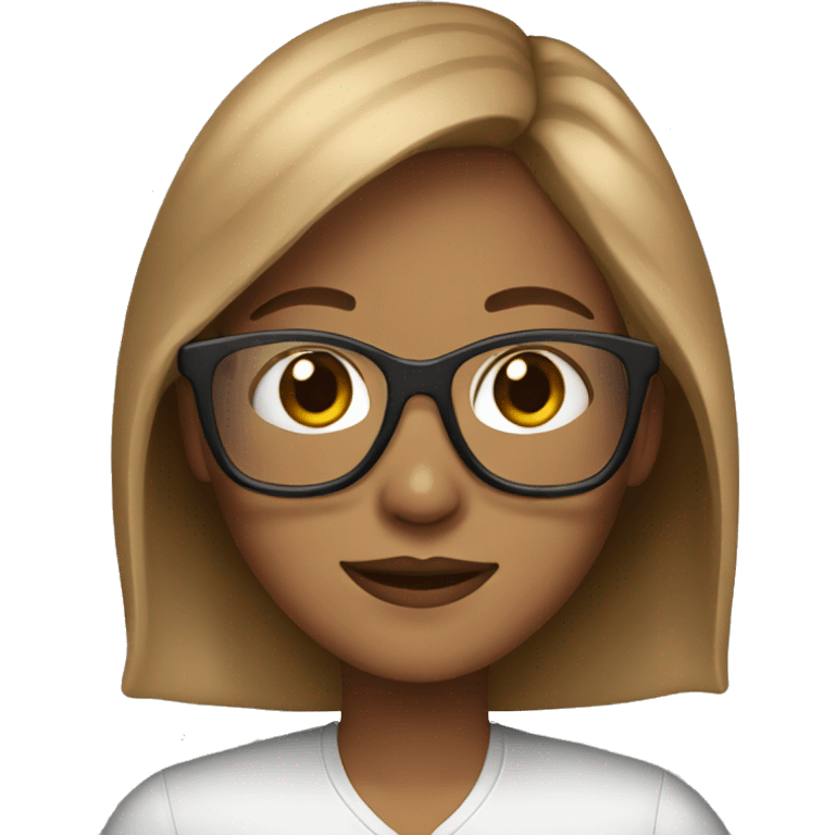 Cute woman, light brown hair, glasses emoji