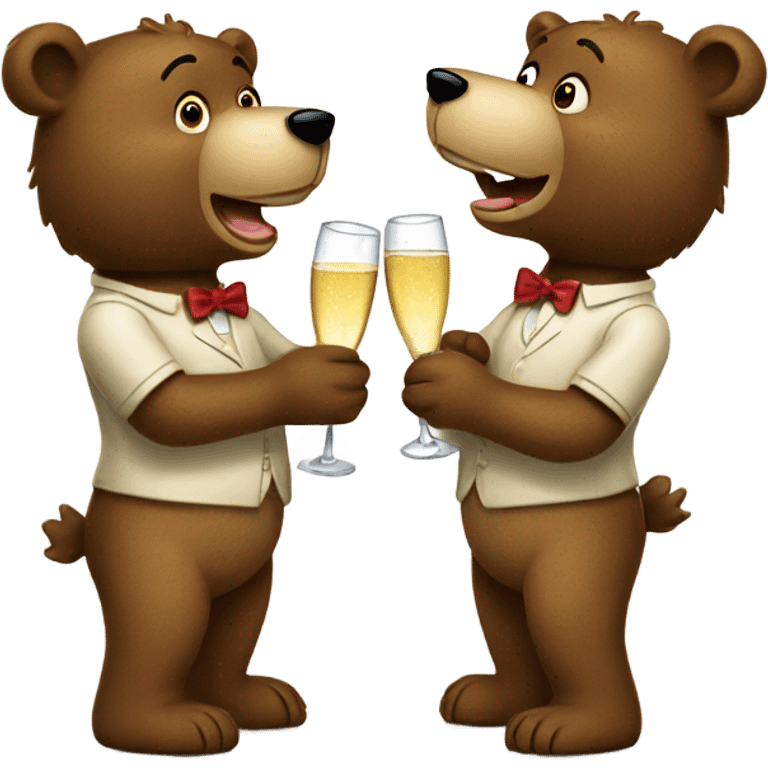 two bear doing champagne toast emoji