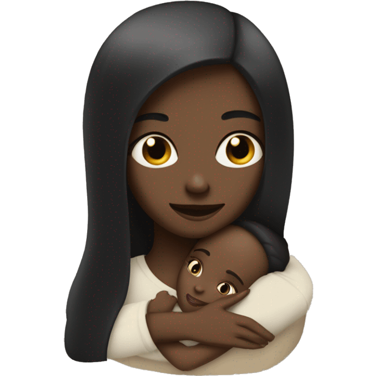 white girl with straight hair and slanted eyes hugging a big black girl with straight hair emoji