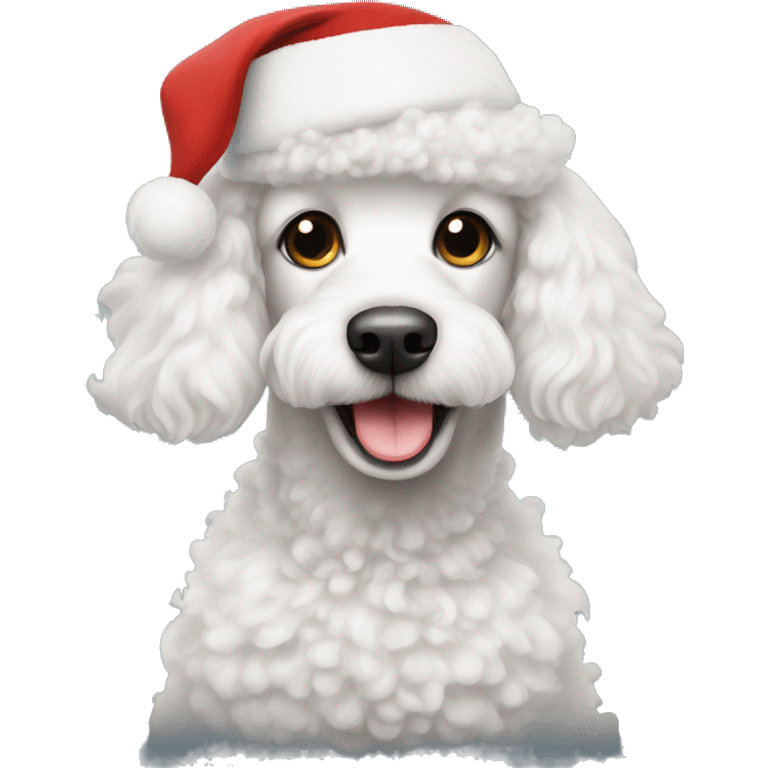 White poodle with Christmas hat emoji