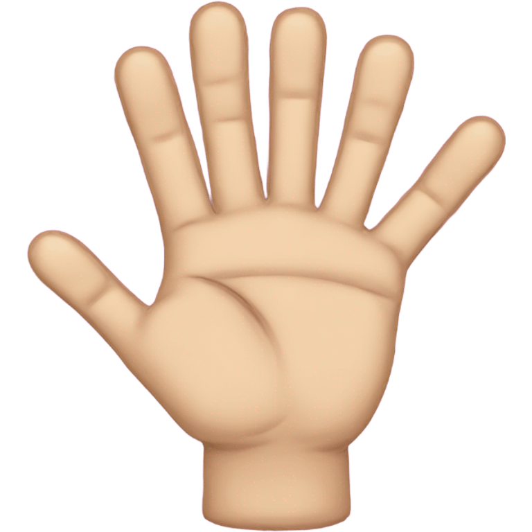 A hand with 5 fingers: the thumb, index finger, and pinky extended, while the middle and ring fingers are folded down emoji