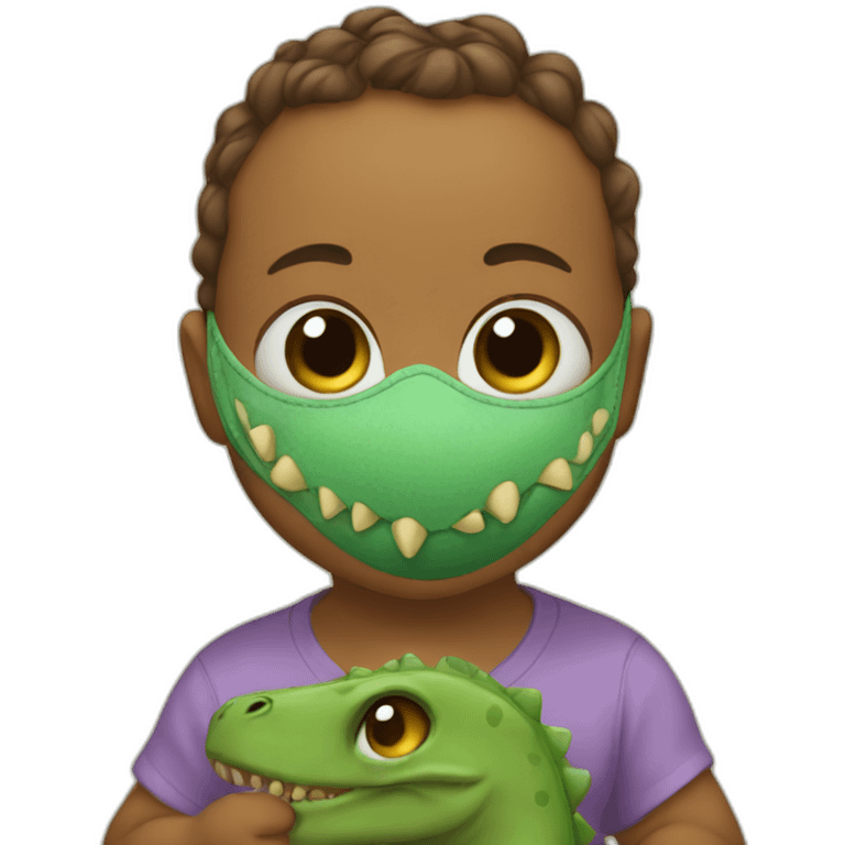 a baby with a dinosaur mask emoji