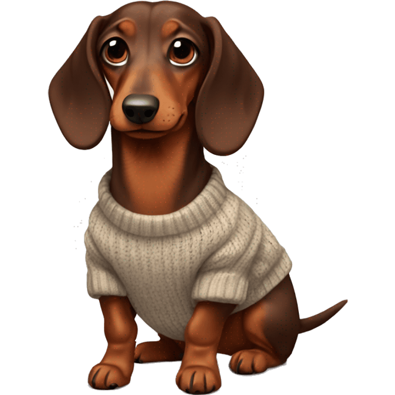 Brown Long-haired dachshund in a sweater emoji