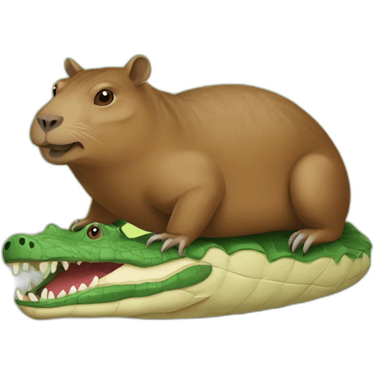 Capibara sur un crocodile emoji