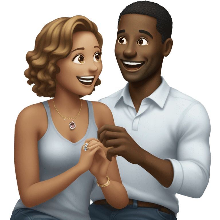 Black man proposing to white woman  emoji