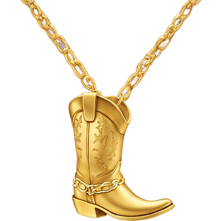 Skinny gold necklace chain with gold cowboy boot as A charmi emoji