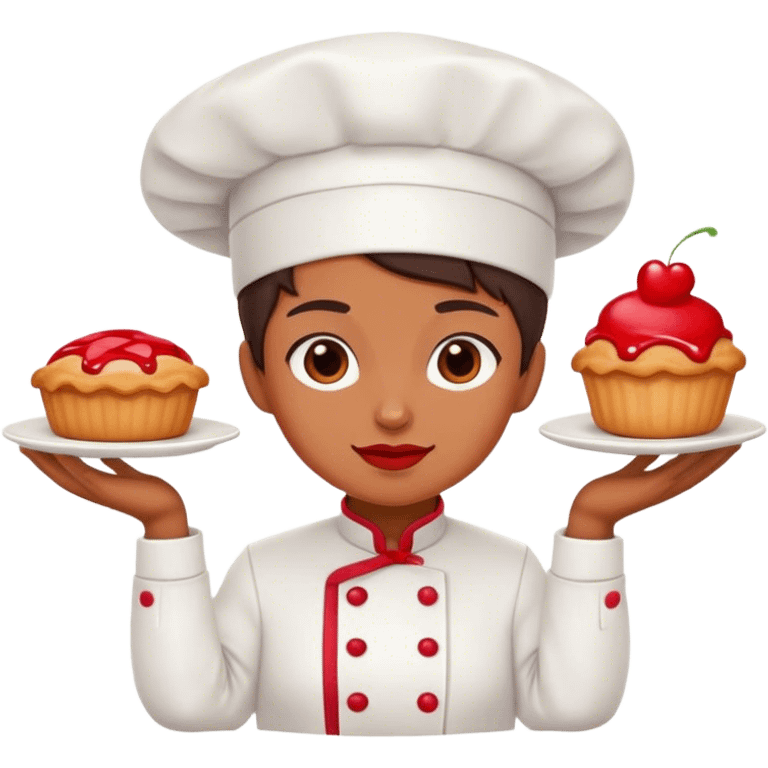 A pastry chef carrying a pair of red lunnette emoji