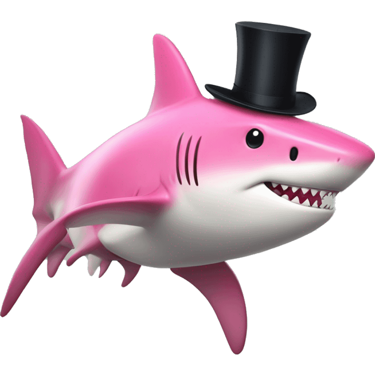 pink Shark with a top hat emoji