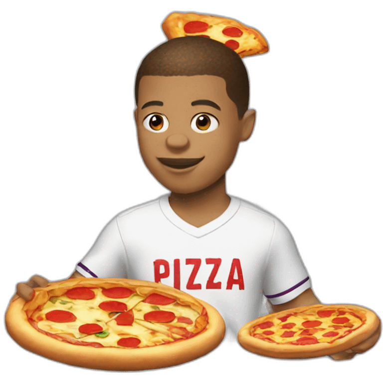 Mbappé eating pizza emoji