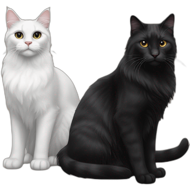 1 main coon cat and 1 black cat and 1 metisse girl emoji