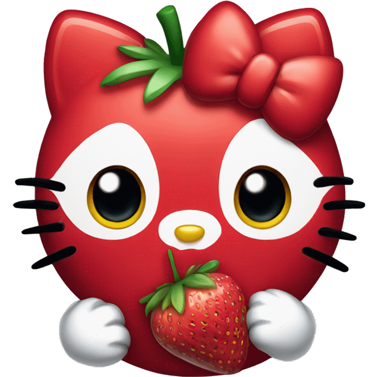 Hello Kitty eating a strawberry  emoji