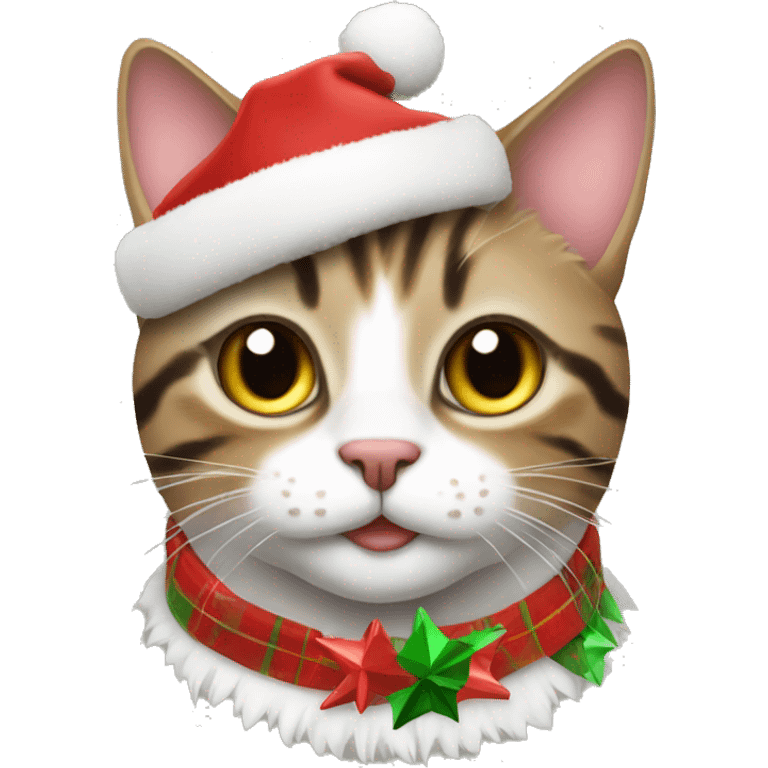 Tabby cat with Christmas accessories  emoji