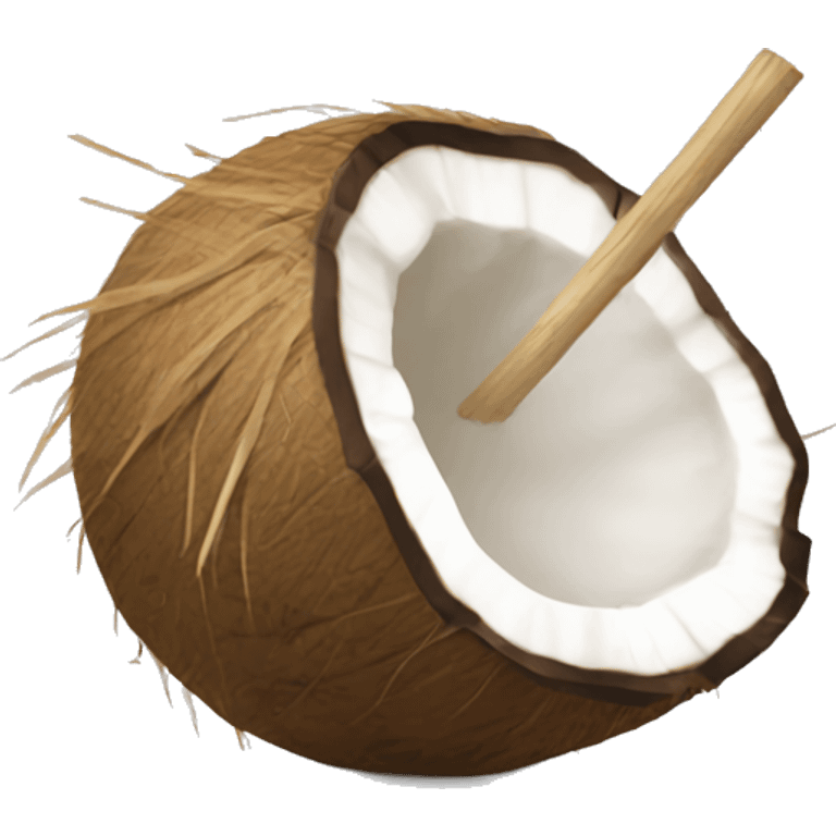 Coconut with straw for coconut water emoji